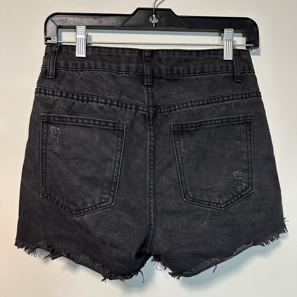 Momokrom Distressed Black High Rise Jean Shorts Size 4 - Picture 2 of 4